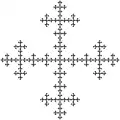 La quinta iteración del fractal de Vicsek.