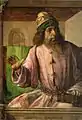 Aristóteles de Justo de Gante. Óleo sobre tabla, c. 1476.